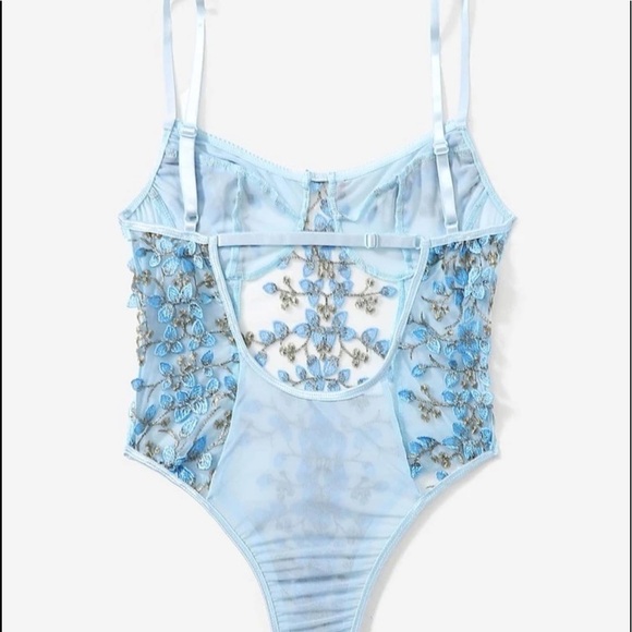 Sexy Floral Lace Mesh 1 Piece Bodysuit Lingerie - Picture 2 of 8